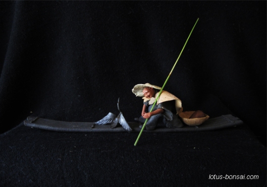 figurine pêcheur bonsai